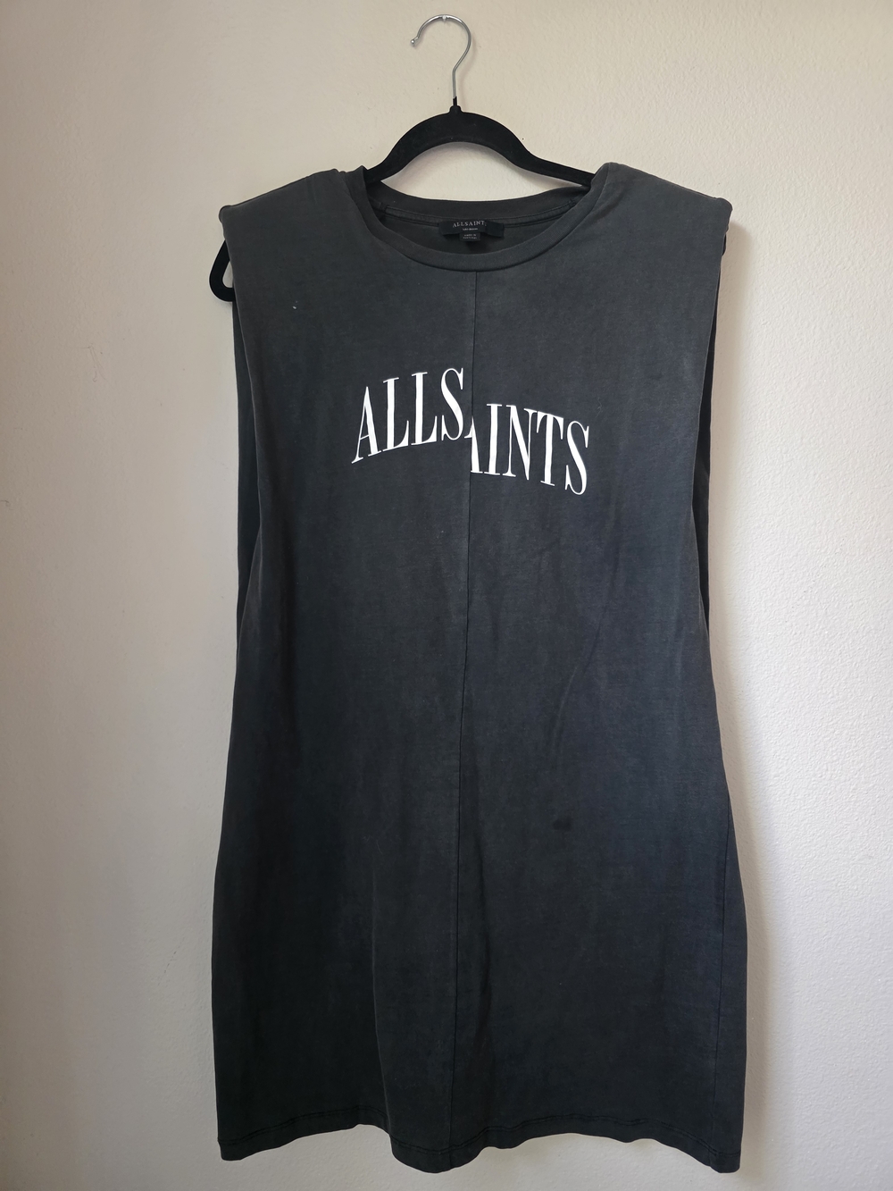 AllSaints Black Crewneck T-shirt Dress